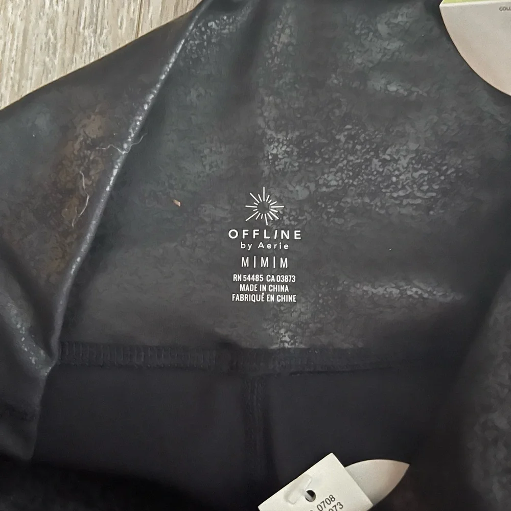 NWT OFFLINE By Aerie Real Me High Waisted Crossover Legging Black Metallic - M - Picture 4 of 9